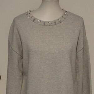 CLICHE Women's Gray Rhinestones,‎ Sequins and Pearls Sweater XL.